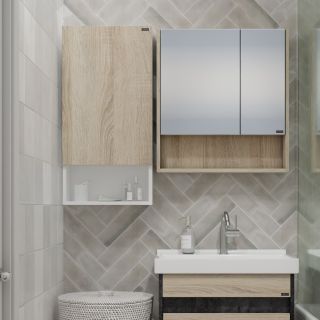 Шкаф Санта Мира 700469 над стиральной машиной 40 см разобранный янтарный/белый